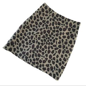 Ann Taylor Leopard Wool Blend Preppy A-Line Mini Skirt Size 0 Animal Print
